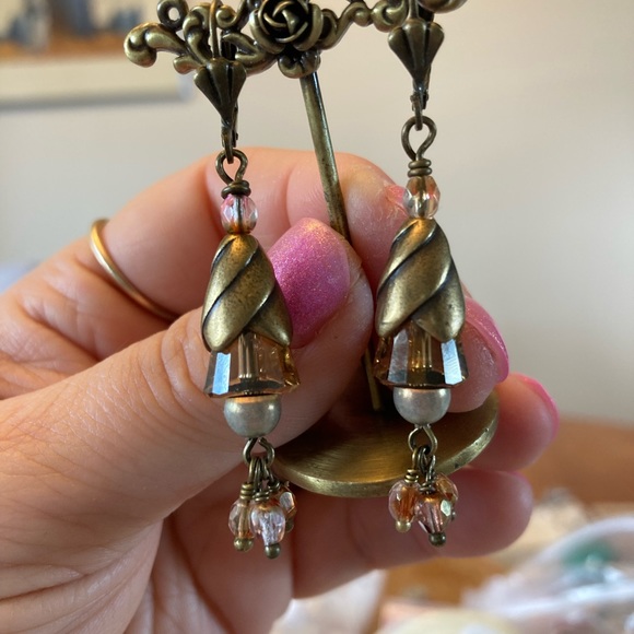 Swarovski Crystal Floral Drop Earrings - Picture 2 of 3